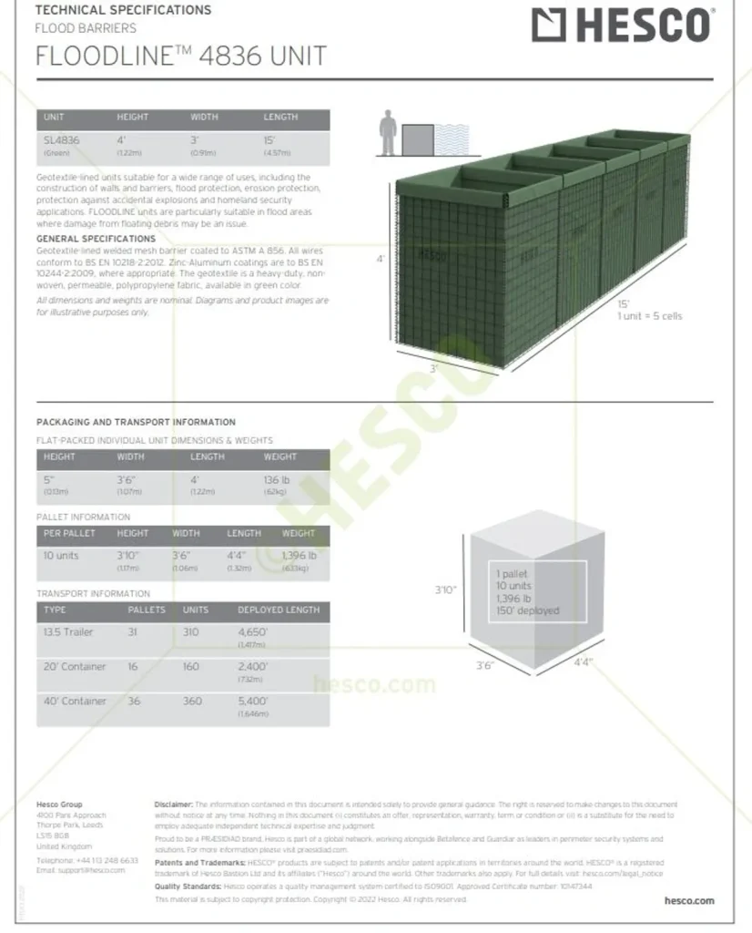 hesco specifications